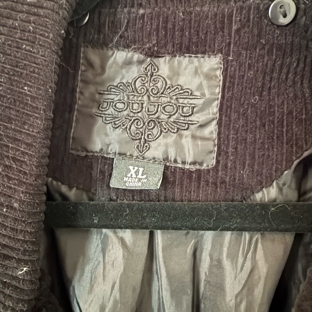 Jou Jou Black Corduroy Utility Jacket Timeless Style - Picture 2 of 8